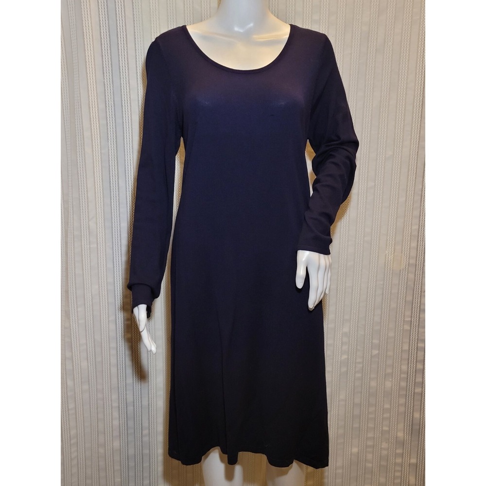 Soft‎ Surroundings Sweater Dress Small Navy Blue Long Sleeve Faux Zipper